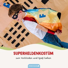 Papierdrachen Superhero Set Star Rainbow Boy – Includes Mask and Cuffs – Role Play – Imaginative Fancy Dress – Carnival Fancy Dress Costume