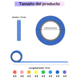 8 Piezas Masking Tape, Cinta Gaffer, Cinta Adhesiva De Colores, Se Puede Utilizar Para Hacer Modelos y Regalos, Suministros De Oficina, Decoración De Interiores, Artículos Marcados, Etc