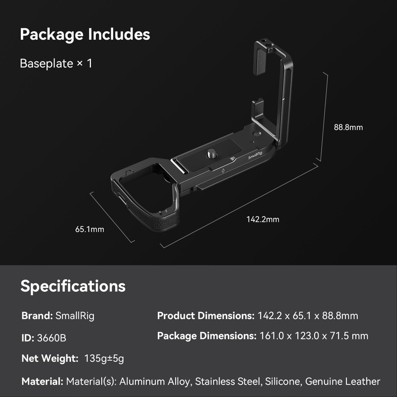 SMALLRIG A7 IV / A7S III / A1 L-Bracket for