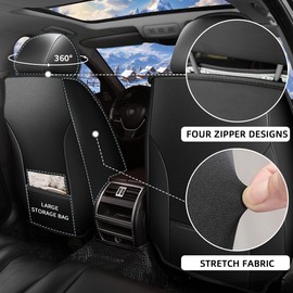 IKABEVEM Seat Covers Fit for Ford Transit Connect 2010-2024 2025 2 Front Set Car Seat Covers Breathable 3D Lumbar Support Faux Leather Protector Car Seat Covers (Black Line)