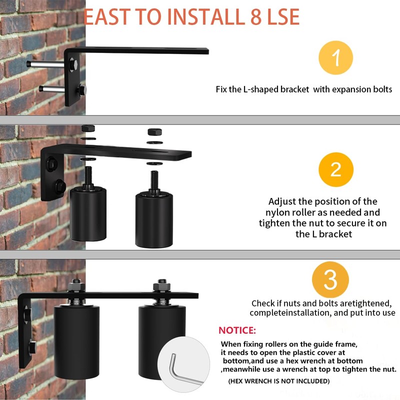 SongYung 2" Gate Roller Guide with L-Bracket, Universal Adjustable Gate
