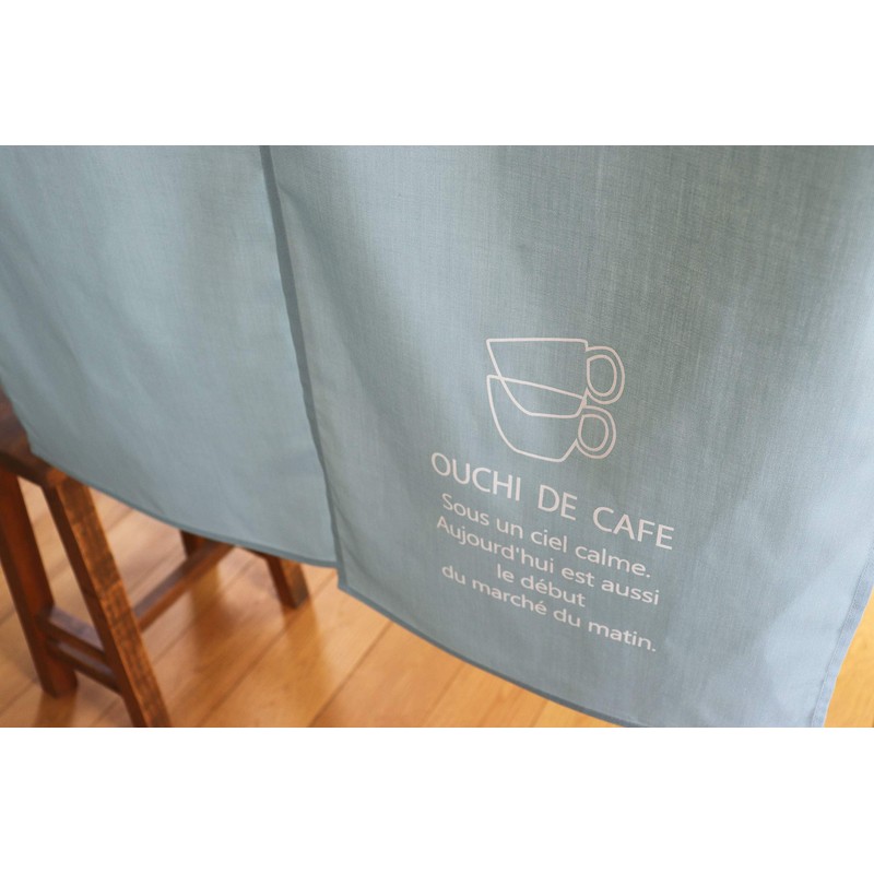 sunny day fabric Noren, Gray Mint, Width 33.5 x Length