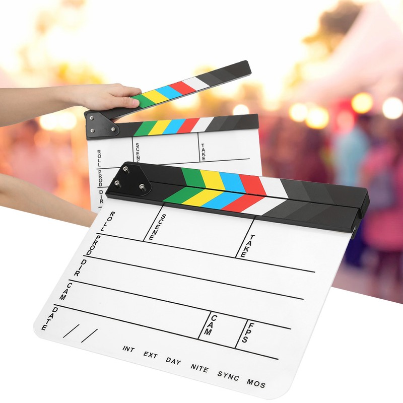 30x25CM Acrylic Movie Clapperboard Professional Director Action Clap Film Photography