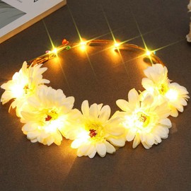 Evlry LED Sunflower Headband, Luminous Flower Wreath Hair, Luminous Festival Party Headpiece, Wedding Hair Accessories for Women Bride