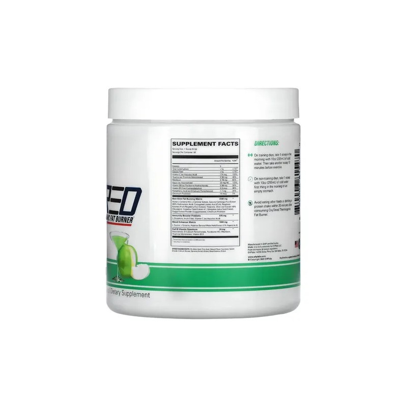 Quemador de Grasa Termogénico EHPlabs OxyShred Non-Stim Sabor Appletini 270g