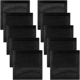 Vent Systems 8" x 8" Inch (Opening Dimensions) - Pack of 10 - Plastic Black Soffit Vent Cover - Flat Square Air Vent Grille - Air Vent Deflector - HVAC 10" x 10" Inch (Overall Dimensions)