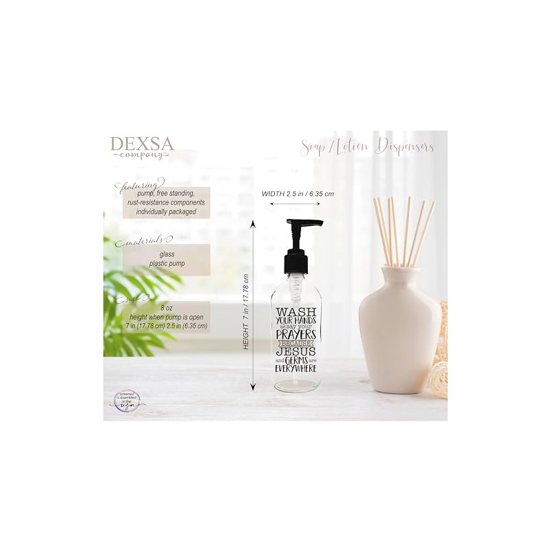 DEXSA Glass Soap Dispenser 8oz - Wash Your Hands and