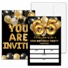 Valucise 65th Birthday Invitations, Black and Gold, Unique Design Paper,