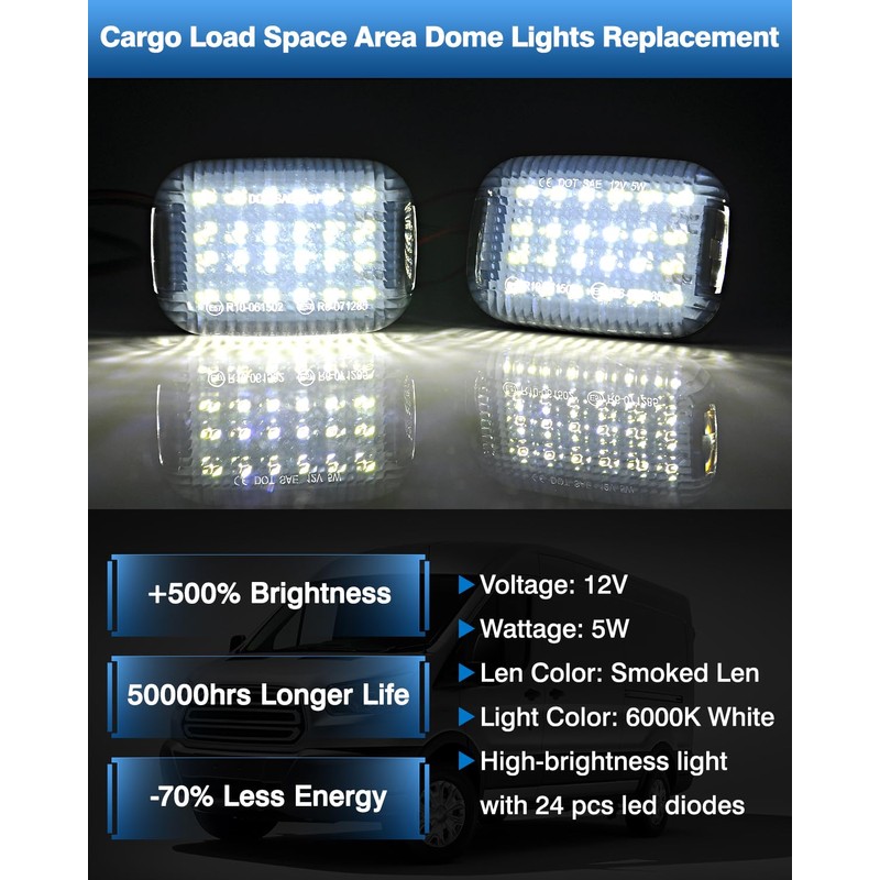TOP-MAX 2 Transit Interior Cabin Courtesy Lights Cargo Load Space