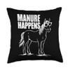 Manure Happens Funny Farm Horse Throw Pillow