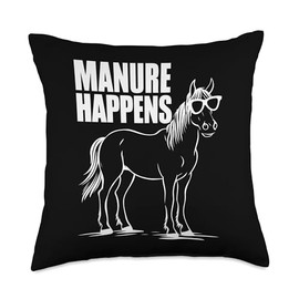 Manure Happens Funny Farm Horse Throw Pillow