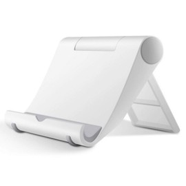 Pokanic Cell Phone Multi-Angle Stand Holder Mount Cradle Organizer Charger Station Tablet Desktop Bed Office School Kitchen Travel Foldable Portable Adjustable Universal Smartphones (White)