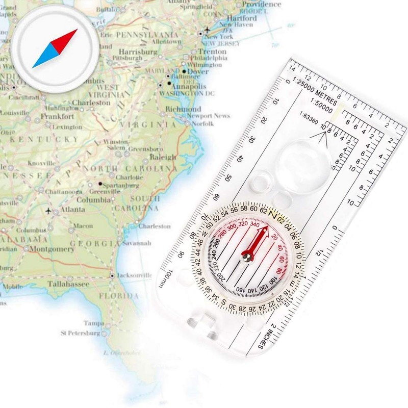 Outdoor Baseplate Ruler Map Scale Compass Hiking Explorer Compass with