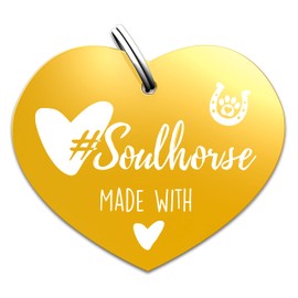 Soulhorse Brand Horse Pony Dogs Lucky Tag Horse Tag Gücksbringer Guardian Angel Saddle Heart Bridle Bridle Breastplate Key Ring Talisman for Animals and People (Bow Collector, Gold)