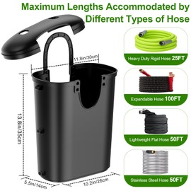 Riokko Garden Hose Holder Bucket, Hose Storage, Water Hose Storage for Outside, Hose Box Fits 25FT Heavy Duty/100FT Expandable/50FT Flat/50FT Stainless Steel Hoses, Hanging Handle & Drain Hole Design
