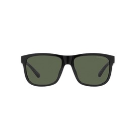 Emporio Armani Men's EA4182U Universal Fit Square Sunglasses, Shiny Black/Dark Green, 57 mm