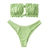 ZAFUL Off Shoulder Bandeau Bikini Set High Cut Drawstring Ruffle