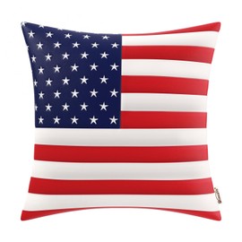 BRAWARM American Flag Leather Throw Pillow Cover 18 X 18 Inches - Faux Leather Pillow Cover Independence Day Decorations Cushion, Patriotic Striped Design Throw Pillow for Couch Sofa Bed Home