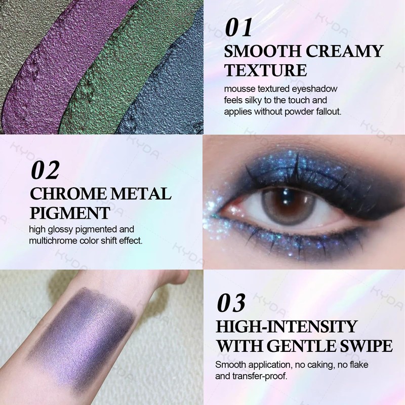 Chameleon Smoky Blue Eyeshadow, Chameleon Chrome Metallic Eye Shadow, Smooth
