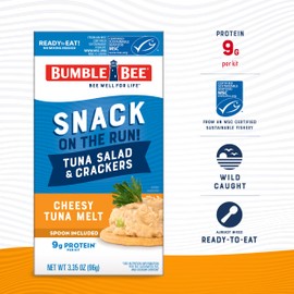 Bumble Bee Snack On The Run Cheesy Melt Tuna Salad with Crackers Kit (Pack of 12) - Ready to Eat Protein Snack Pack - 9g Protein per Box - Wild Caught MSC Certified Tuna