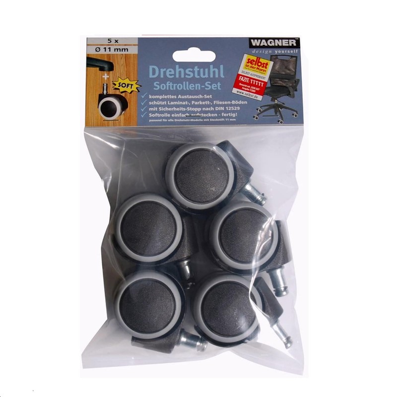 WAGNER swivel chair castors/office chair castors - 5pcs. set -