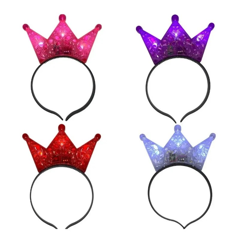 10 Corona Luz Princesa Tiara Luminosa Transparente Mayoreo Transparente