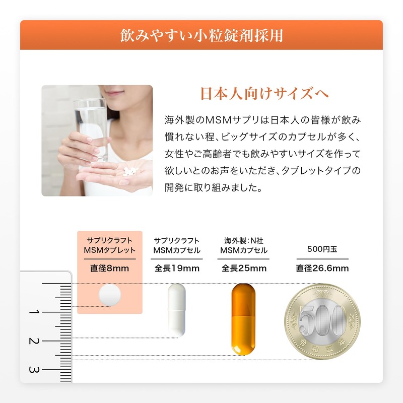サプリクラフト MSM サプリメント 【タブレットタイプ】 OptiMSM 1日2000mg 30日分(240粒)