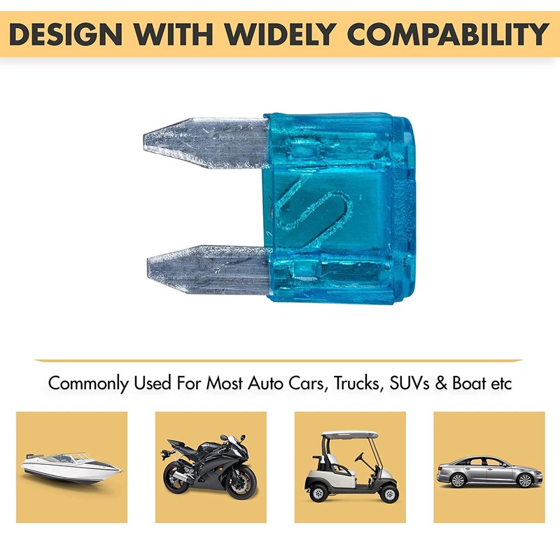 10 Pcs Mini Blade Fuses 15 Amp Blue