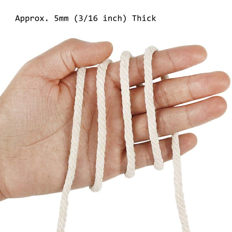 5mm Macrame Cord, 165 Feet Thick Cotton Macrame Rope for