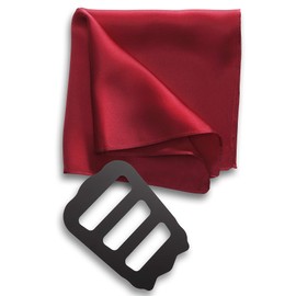 Freate Pocket Square, 100% Silk, Large, 13.8 x 13.8 inches (35 x 35 cm), Includes Folding Guide (English Language Not Guaranteed), darkred, 35×35cm