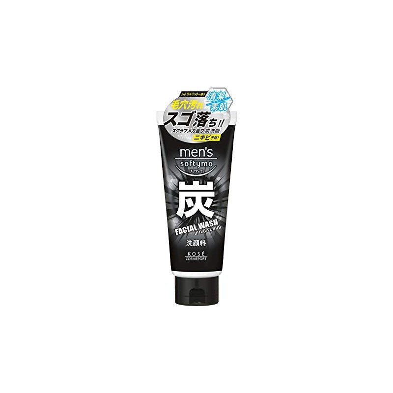 KOSE Men's Softimo Facial Wash (Charcoal) 4.6 oz (130 g)