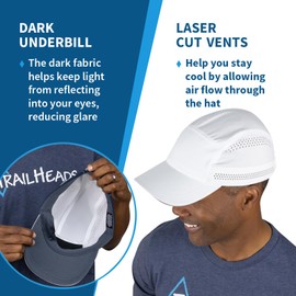 TrailHeads - Gorro de correr para hombre, color reciclado para hombre, gorra atlética para deportes, tenis, golf, pickleball, gimnasio, Blanco, One Size