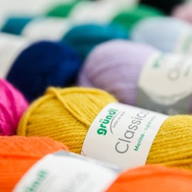 Gründl Classico Wool, Oeko-Tex® Certified Knitting Yarn Made From 50% Virgin Wool (Merino) and 50% Polyacrylic, 50 g/120 m, Needle Size: 3.5 - 4.5, 1 Ball of 50 g, Mustard