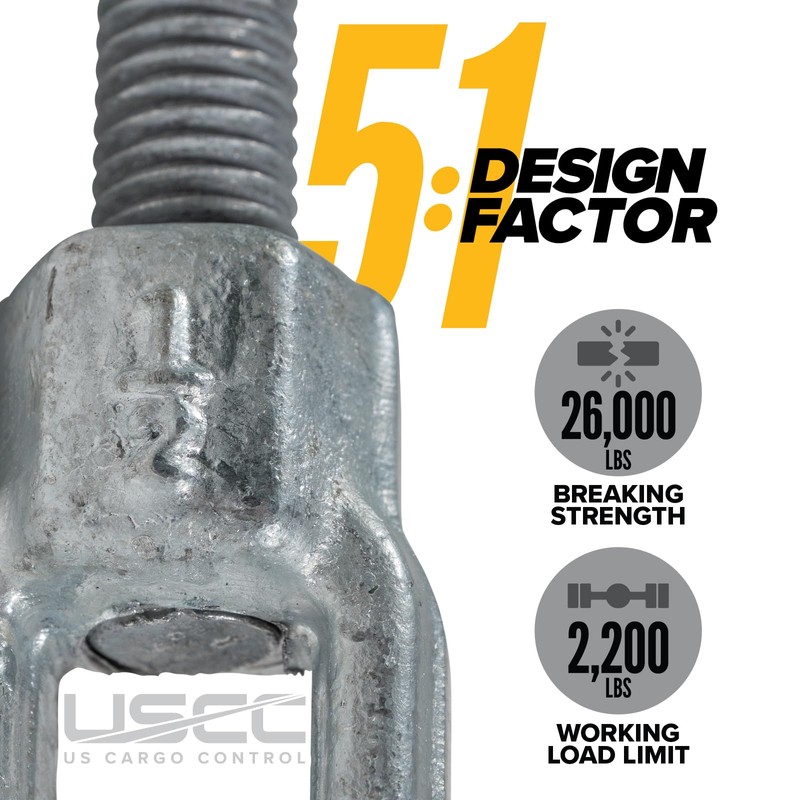 US Cargo Control Eye and Eye Turnbuckle, 1/2" x 12",