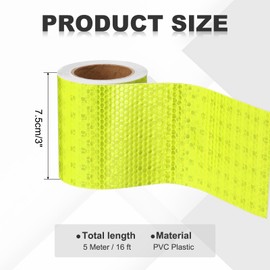 MECCANIXITY Reflective Tape, 3 Inch x 16 ft Self-Adhesive Trailer Reflector Tape Waterproof Warning Safety Sticker High Visibility Night Reflectors for Bikes Cars, Fluorescent Yellow