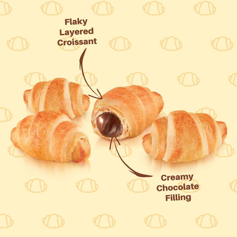 7Days Mini Croissant Pouches, Chocolate Filling, Individual Size Snack Bag,