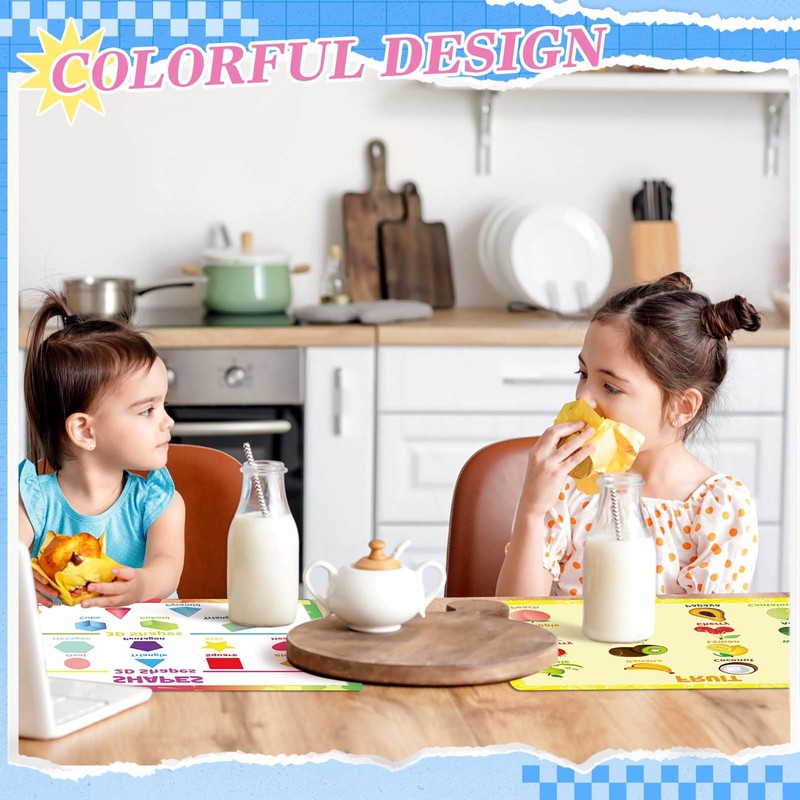 8 Pcs Educational Preschool Placemat Set for Toddler and Kids