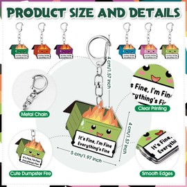 Ferreve Valentines Day Dumpster Fire Acrylic Keychains Coworkers Gifts Bulk Employee Emotional Support Appreciation(Colorful,18 Pcs)