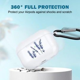 Newseego Airpods Pro 2 Case for Girls Women, Clear Cute Floral Flower Design Transparent Soft TPU Airpods Pro 2 Case with Keychain Anti-dust Shockproof Protective Cover for Airpods Pro 2 -Floral 3