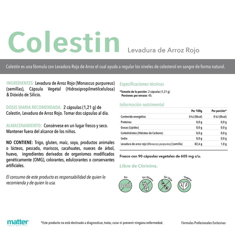 MATTER SMART NUTRIENTS | Colestín, Levadura de Arroz Rojo |