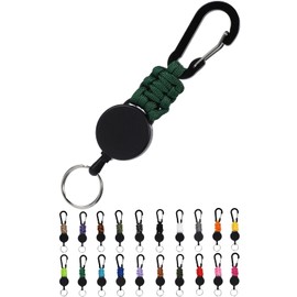 SasuGadget Retractable Keychain, Compact & Durable Key Reel with Carabiner, Strong Metal Wire for Keys, Badges, Card Holder, Fishing, and Kids’ Use, green (dark green)