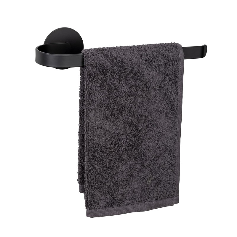 WENKO Turbo-Loc® Bivio Black Matt Towel Rail Aluminium Wall Holder