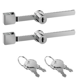 Sliding Glass Door Ratchet Lock with Chrome Finish – Keyed Alike, Fits 4-8mm Glass, Secure Showcase Display Case Lock for Cabinets, Retail Stores & Home Use - 2 Pack