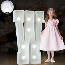 imprsv 3FT Marquee Light Up Letters, Cool White Light Up Letters W, Large Marquee Letters for Party Decorations, Foam Letters Large, Letters With Lights for Decor, Birthday Wedding Decor