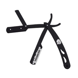 the shave factory® Straight Edge Razor Kit - with Single | Stainless Steel razors for men from the the shave factory (Black / Barber No25 50ml Cologne / 100 Derby Premium Single Blades)