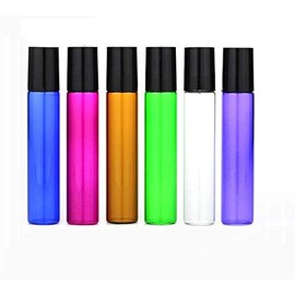 12PCS 10ML 0.3OZ Hot Pink Empty Glass Roller Bottles with Stainless Steel Roller Balls and Black Cap Essential Oil Perfume Holder Jar Pot Portable Refillable Container for Travel Daily Life