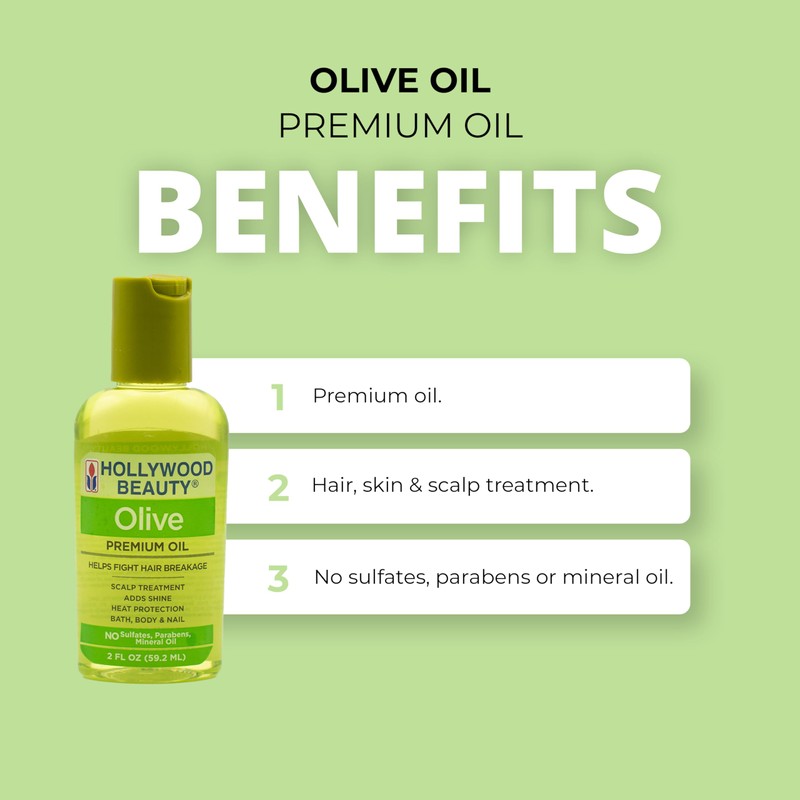 Hollywood Beauty Olive Hair Oil, 2 oz - Fights Hair