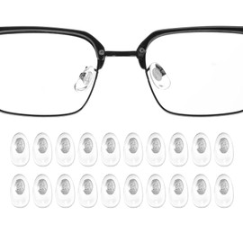 sourcing map 10 Pairs Eyeglass Nose Pad 5mm Thickness PVC Anti-Slip Glasses Nose Grips Titanium Logo Glasses Nose Pads for Plastic Frames Glasses Sunglasses, Clear Silver