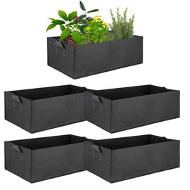 ValueHall Fabric Raised Planting Bed 5-Pack Rectangle Grow Bags Heavy Duty Nonwoven Fabric Plants Pots Aeration Fabric Pots for Vegetables, Flowers and Fruits V8020A (Large)