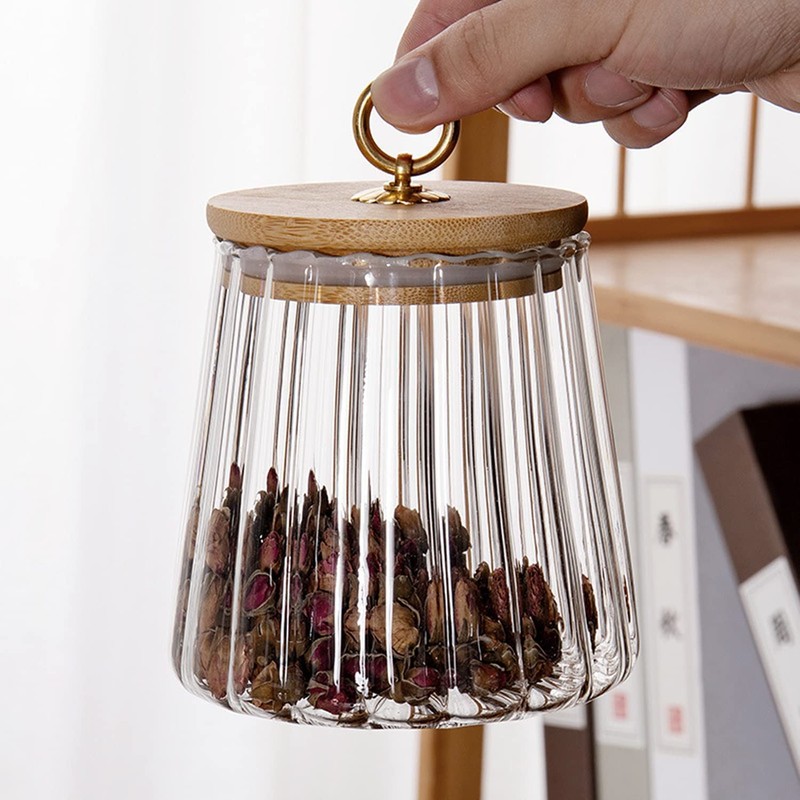ANSQU Glass Jars Coffee Nuts Canister Airtight Storage Jar Petal